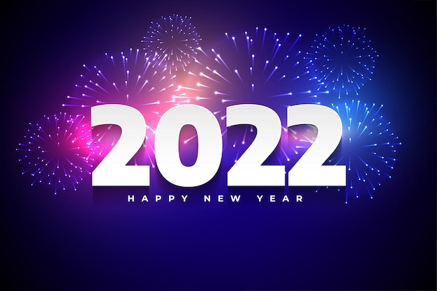 2022 happy new year celebration colorful fireworks background Free Vector