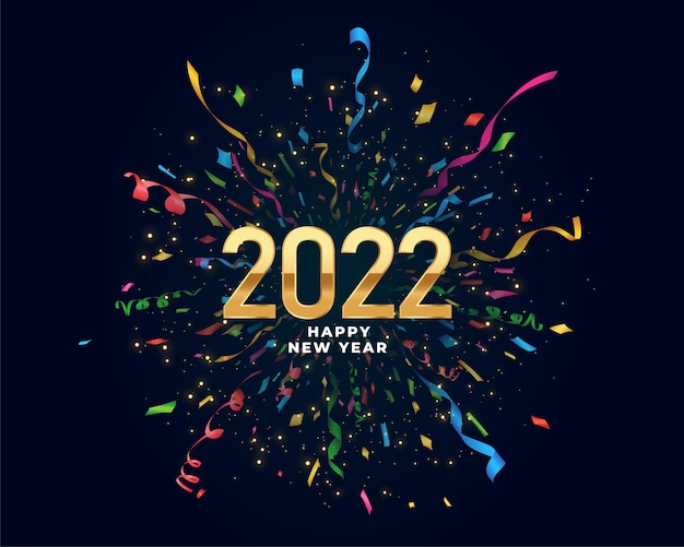Vettore gratuito 2022 felice anno nuovo coriandoli scoppio celebrazione volantino festa sfondo