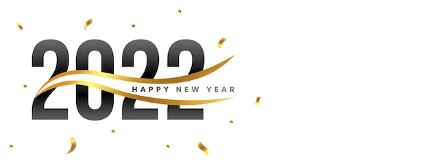Free vector 2022 happy new year confetti white banner design