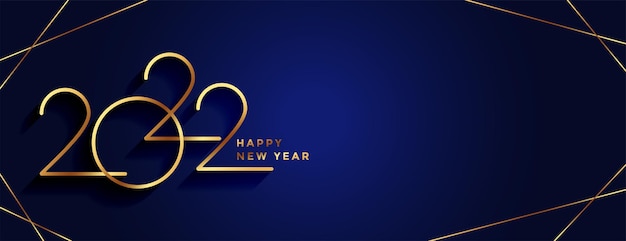 Free vector 2022 happy new year golden line style banner