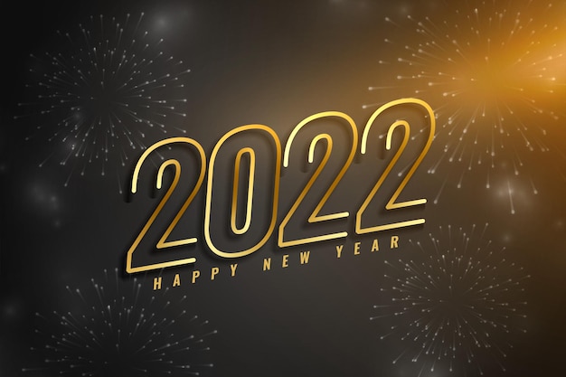 Free vector 2022 happy new year golden shiny background design