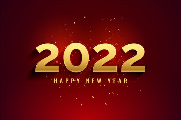 2022 happy new year golden text greeting design