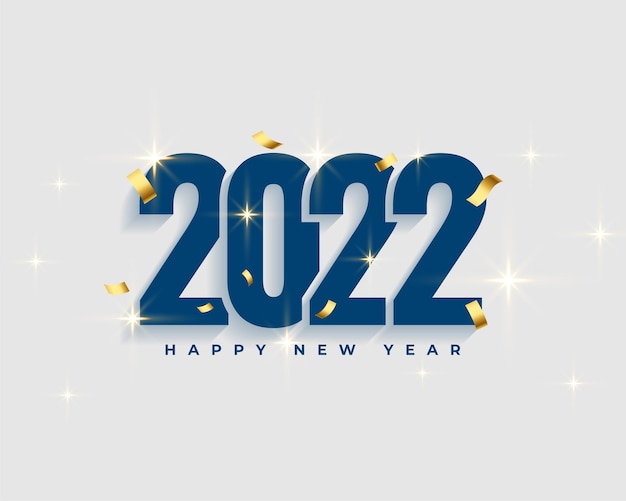 2022 happy new year greeting background with golden confetti Free Vector