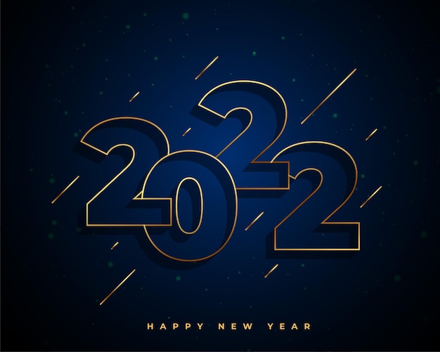 Free vector 2022 happy new year line style golden background