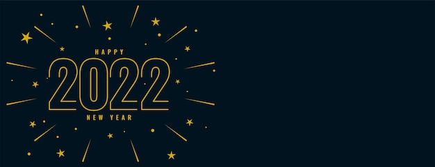 Free vector 2022 happy new year line text with star burst