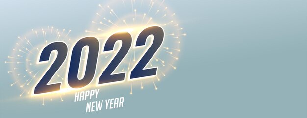 2022 happy new year modern banner with fireworks