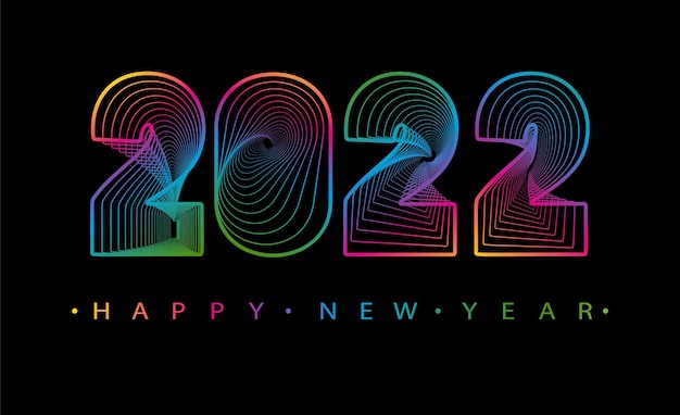 2022 happy new year. numbers abstract style.