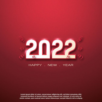 2022 happy new year red background