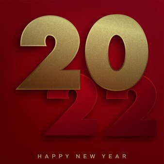 2022 happy new year red paper cut out card. vector.