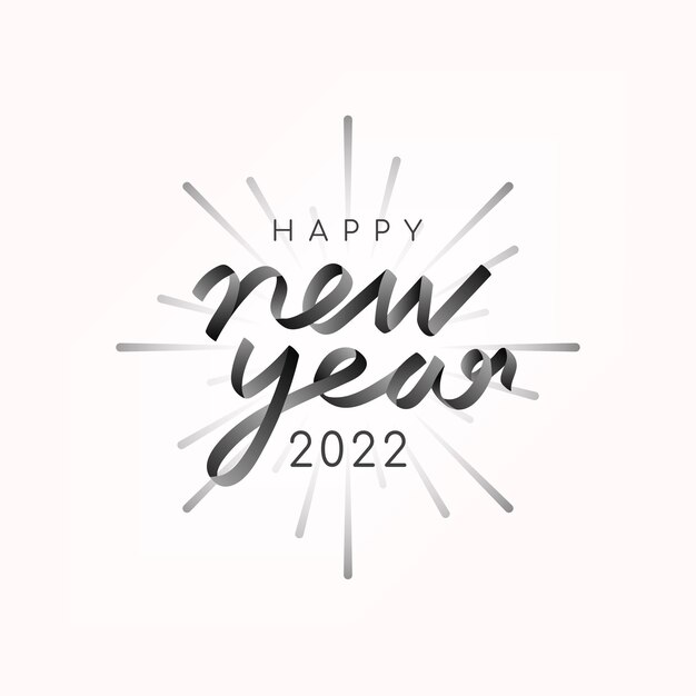 2022 happy new year text aesthetic season&amp;#39;s greetings in black on white background vector