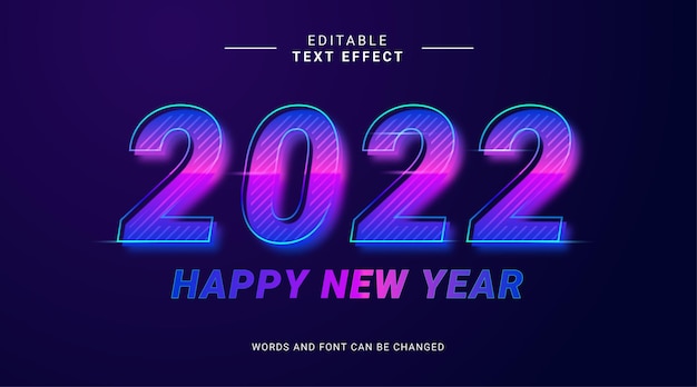 2022 с новым годом текстовый эффект редактируемый современный стиль