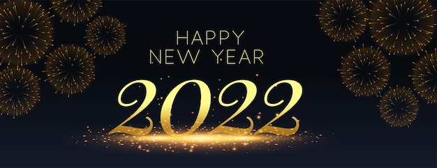 Free vector 2022 happy new year wishes banner with fireworks