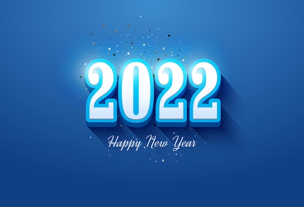 2022 happy new year with embossed blue numbers