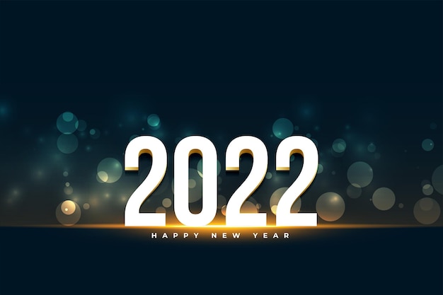 Vettore gratuito design del biglietto di auguri per il nuovo anno con effetto luce 2022