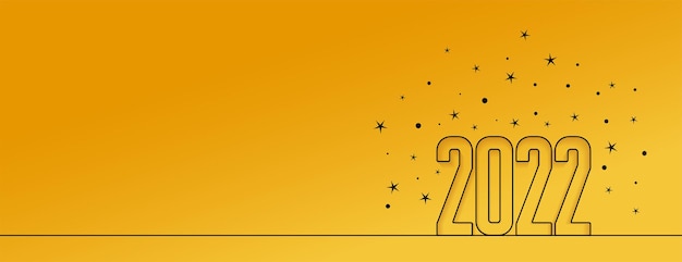 2022 line style elegant new year yellow banner design