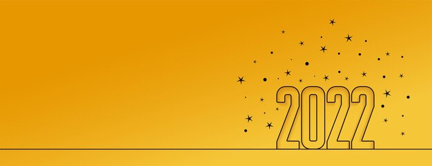 2022 line style elegant new year yellow banner design