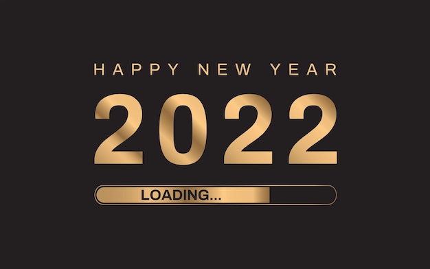 2022 loading gold 2022 happy new year isolated on black background