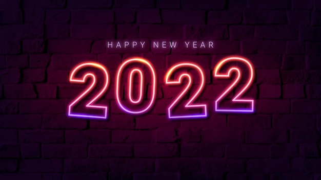 2022 neon desktop wallpaper, high resolution new year hd background vector