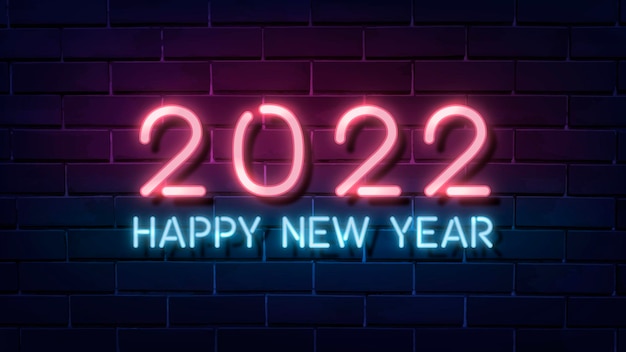 2022 неоновые HD обои, новогодний фон рабочего стола высокого разрешения вектор