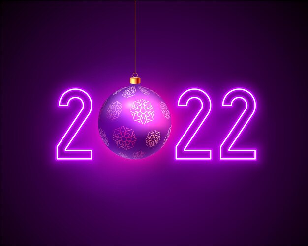 2022年ネオン新年クリスマススタイルのお祝い紫のバナー