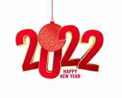 Free vector 2022 new year 3d style greeting background with christmas ball