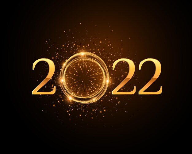 2022 new year banner with bursting golden sparkles