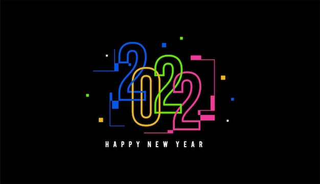 2022 new year celebration background vector design with colorful teks and abstrack shapes