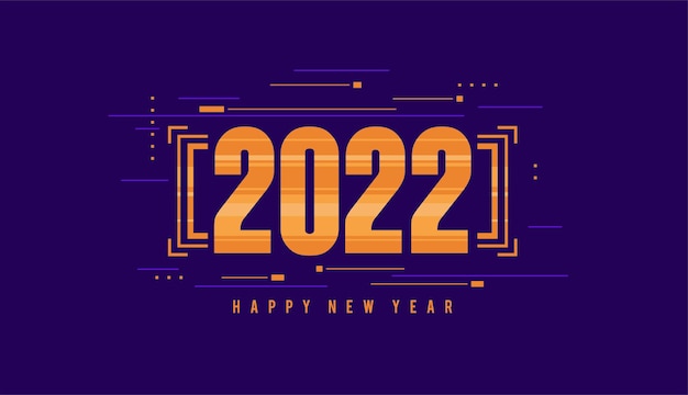 2022 new year celebration background vector design with purple and golden color theme