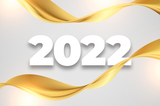 2022年新年の黄金の波状の背景デザイン