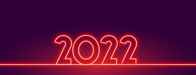 2022 новый год неоновый светящийся красный текстовый баннер дизайн