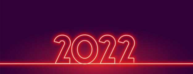 2022 new year neon glowing red text banner design