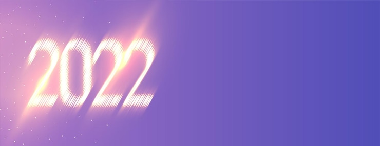 Free Vector 2022 new year text in glowing light streak style banner