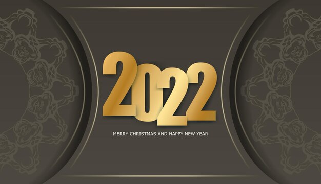 2022 postcard merry christmas brown with vintage light pattern