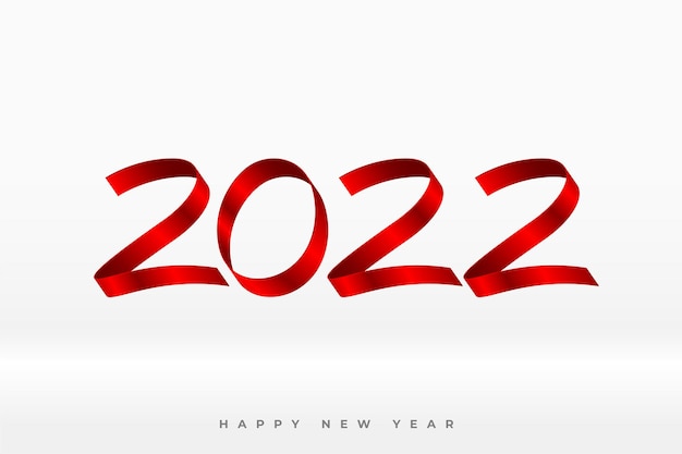 무료 벡터 3d 리본 스타일 배경의 2022 텍스트