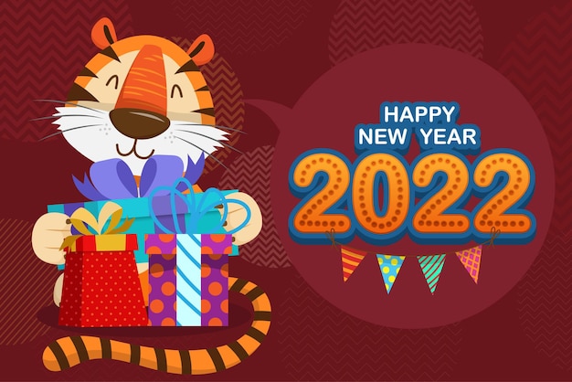 2022 tiger year typography design. element of tiger face animal mascot. tiger is traditional elements and chinese zodiac. oriental asian cultures. vector illustration cartoon design