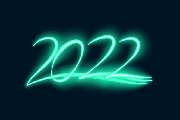 ネオンが光るLEDスタイルの2022年のタイポグラフィ