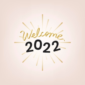 2022 welcome new year text, aesthetic typography on pink background vector