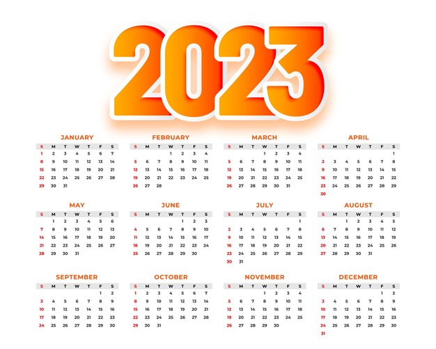 Free vector 2023 annual calendar for business stationery