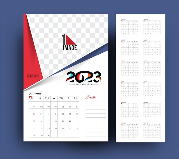 2023 Calendar Happy New Year Design vector illustration