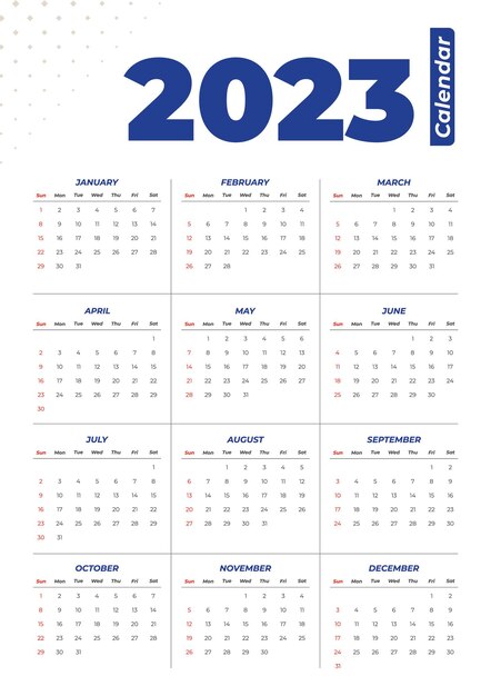 Vector 2023 Calendar Premium Vector | 2023 Calendar Template