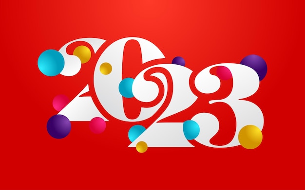 Vettore gratuito 2023 design happy new year nuovo anno 2023 logo design per brochure design card banner decorazioni natalizie 2023 illustrazione vettoriale