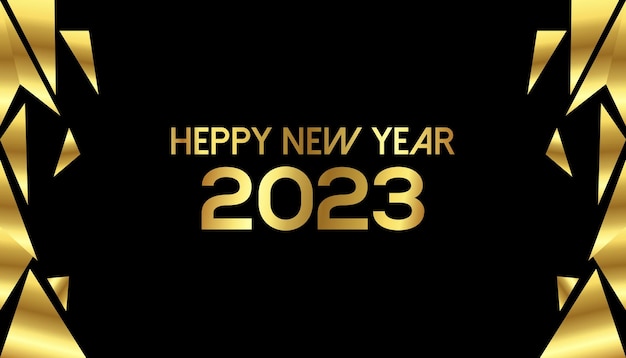 Free vector 2023 gold on black background for happy new year preparation merry christmas and start a new business