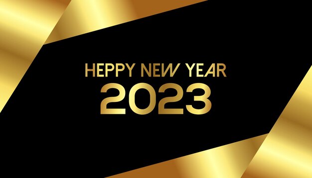 2023 золото на черном фоне для подготовки к новому году с рождеством и начать новый бизнес