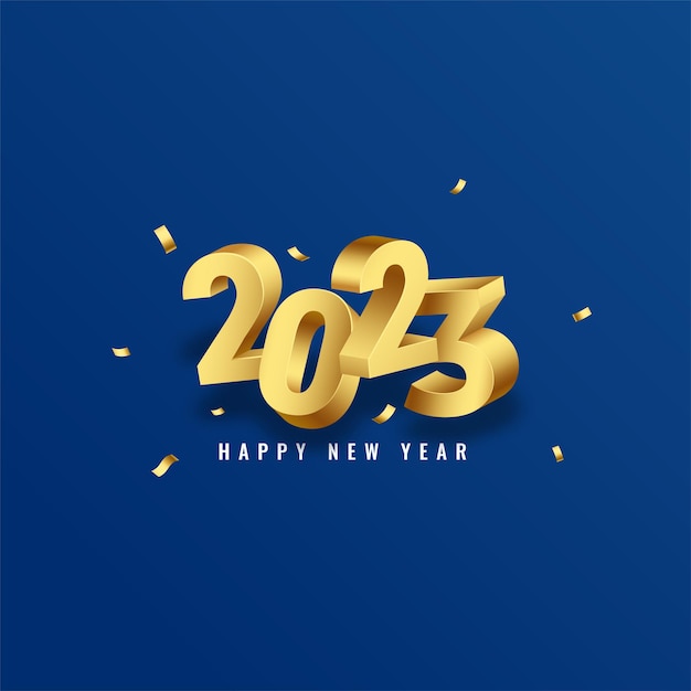 Vettore gratuito 2023 testo dorato per lo sfondo della celebrazione del nuovo anno con design di coriandoli