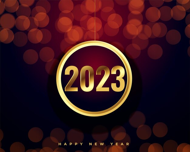 Free vector 2023 golden text for new year holiday banner with bokeh effect