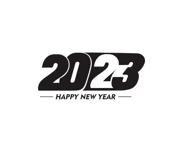 免费矢量2023新年快乐文本排版设计模式向量插图