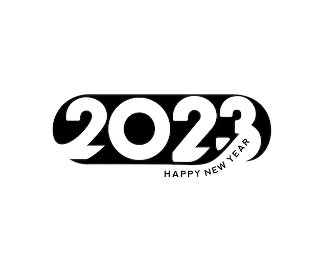 Free vector 2023 happy new year text typography design patter vector illustration