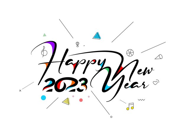 2023 Happy New Year Text Typography Design Poster template brochure decorated flyer banner design