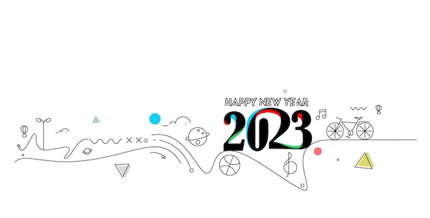 무료 벡터 2023 새해 복 많이 받으세요 텍스트 타이포그래피 디자인 포스터 템플릿 브로셔 장식 전단지 배너 디자인