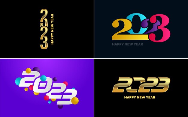 2023 happy new year typography design pack